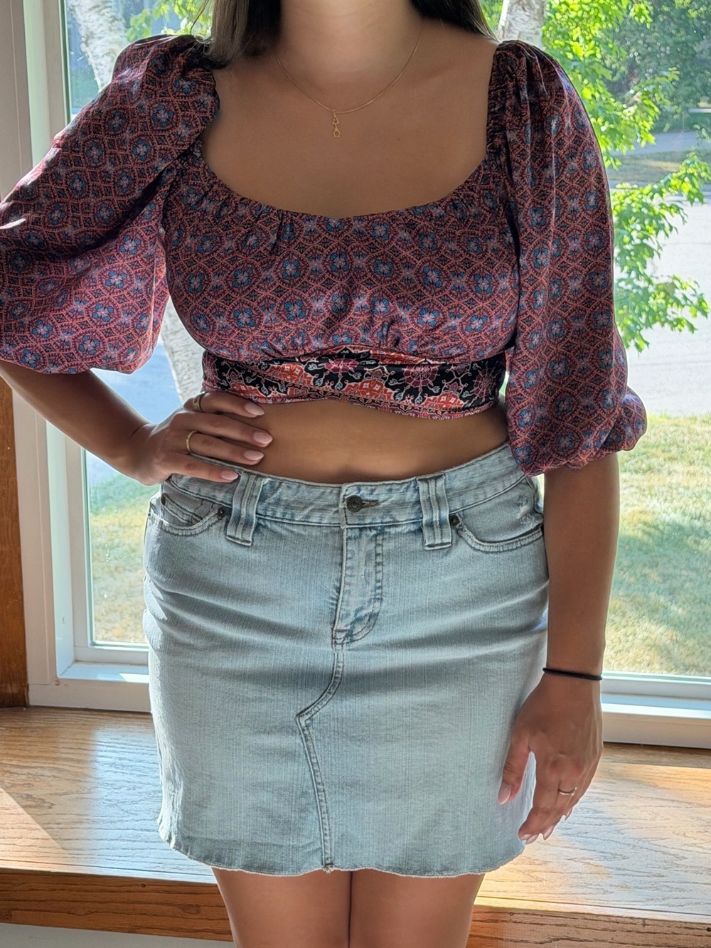 Beyond The Radar Border Print Tie Back Crop Top 🌟 Boho / Western - Medium